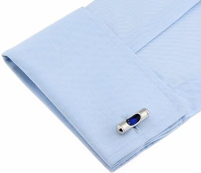 Level Blue Liquid Construction Pair Cufflinks in a Presentation Gift Box & Polishing Cloth...