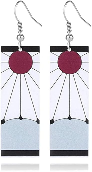 Tanjiro Cosplay Hanafuda Japanese Rising Red Sun Flag Anime Jewelry Earrings - Pair...