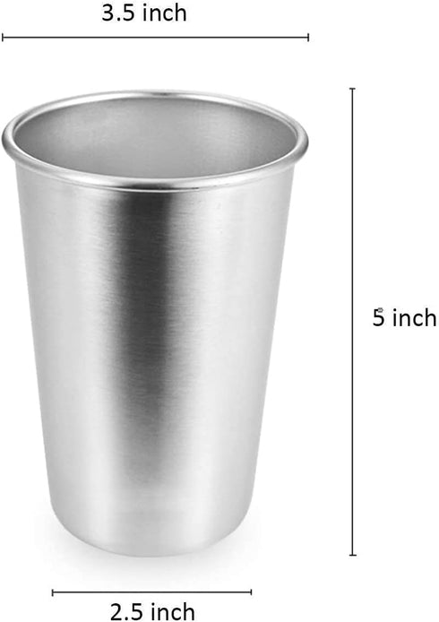 4 Pack Stainless Steel Cups, 16oz Pint Cup Tumbler, Premium Metal Drinking Glasses - Stackable Durable Cup...