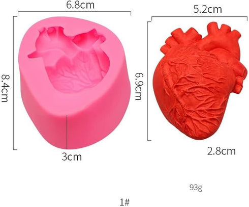 2 Pack Organ Shape Silicone Heart Brain Epoxy Resin Decoration Plaster Candle Aroma Fondant Mousse Chocolate DIY Aromatherapy Mold...