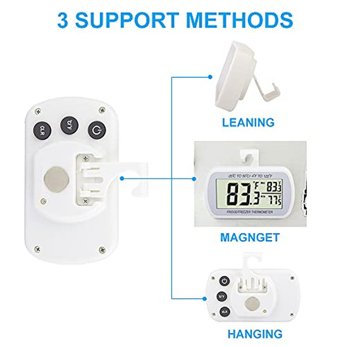Waterproof Refrigerator Fridge Thermometer, Digital Freezer Room Thermometer, Max/Min Record Function Large LCD Screen and Magnetic Back for Kitch...