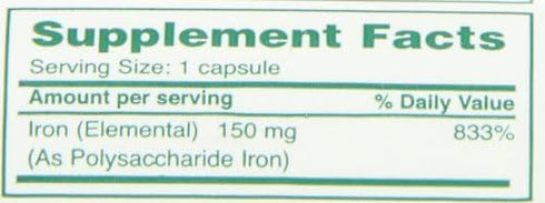 Dietary Supplement - Poly Iron Capsules 150 mg (100 caps per bottle) by Cypress Pharmaceutical #185-01 (1 Bottle of 100 Caps)...