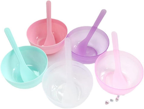AKOAK Facial Mask Mixing Bowl + Spoon, Reusable Color mixing Bowl, Suitable for Facial Mask, Mud Mask and Other Skin Care Products (3.4 inch, 10 P...