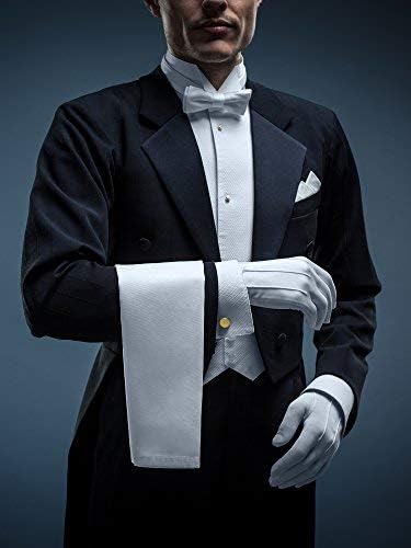 Shappy White Stitched Cotton Gloves for Formal Tuxedo Jewelry Inspection, White Gloves for Men, 23 cm/ 9 inches...