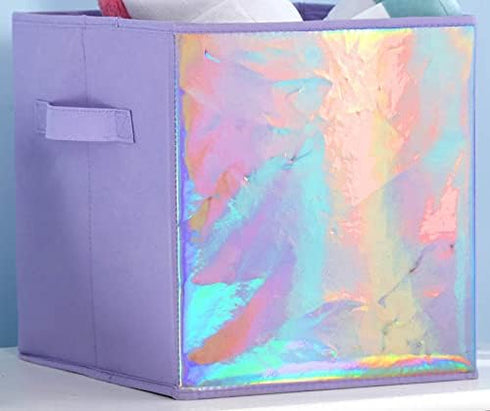 Heritage Kids Holographic Collapsible Storage Cube, 10"x10", Purple...