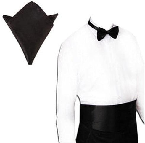 VICASKY 3pcs Mens Pocket Square Bow Tie and Cummerbund Set Mens Satin Bow Tie Cummerbund Hanky Handkerchief Black Mens Formal Satin Bowtie and Cum...