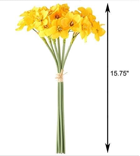 Tinsow Artificial Daffodil Flowers 15.8 Inches Narcissus Spring Flower Fake Silk Flower Arrangement for Home Wedding Decor (Yellow, 12)...