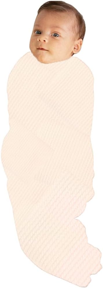 Newborn Swaddle Blanket Headband Hat Set Baby Girl Print Receiving Blanket New Born Hospital Outfit Infant Shower Gift 0-3 Months (Waffle -Beige)...