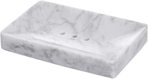 Natural Smooth Real Marble Soap Dish/Facial Sponge Holder/Bathroom Makeup Sponge Tray with Draining Hole (White Carrara)...