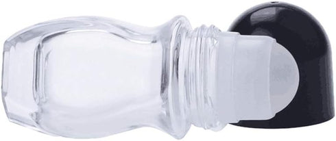 2 Pcs 50ml 1.69oz Clear Roller Bottle Empty Glass Body with Plastic Roller...