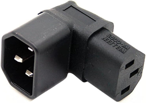 JSER IEC Male C14 to Up Direction Right Angled 90 Degree IEC Female C13 Power Extension Adapter 220V 10A Max...