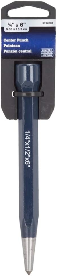 Edward Tools Center Punch Staking Tool for Steel and Metals — Heavy Drop Forged Steel with Durable hex shank - 6” X 1/2” X 1/4”...