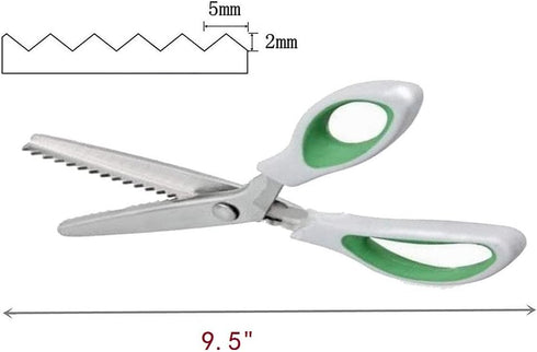 Green Pinking Shears Comfort Grips Crafts Zig Zag Cut Sewing Scissors,Professional Handheld Dressmaking...