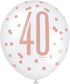 Unique Party 84918 Number Latex Balloons-12 | Rosegold | 6 Pcs, Rose Gold, Age 40...
