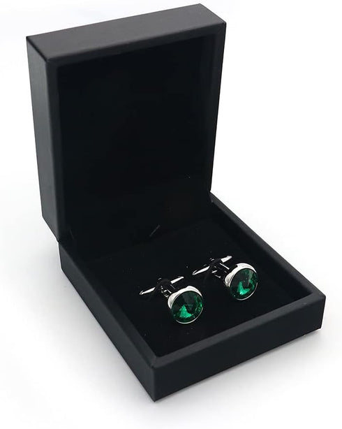 Men's Luxury Crystal Cufflinks Green Color Stone Quality Wedding Cuff Links with Gift Box...