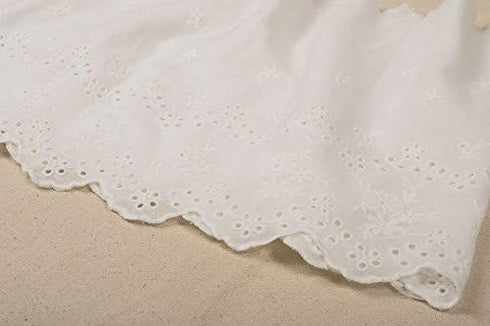 2 Yards of 19cm Width Floral Embroidered Cotton Eyelet Fabric Trim...