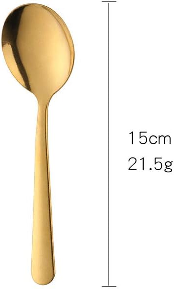 Bouillon Round Spoon 12 Pieces Stainless Steel Soup Spoons, BUY&USE 5.9-Inch Gold Color Dinenrware...