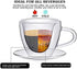 Patelai Heart Shaped Double Walled Glass Insulated Coffee Mug Clear Tea Cup 180 Ml, 6 oz Cappuccino Cup with Saucer and Heart Shaped Coffee Spoons...