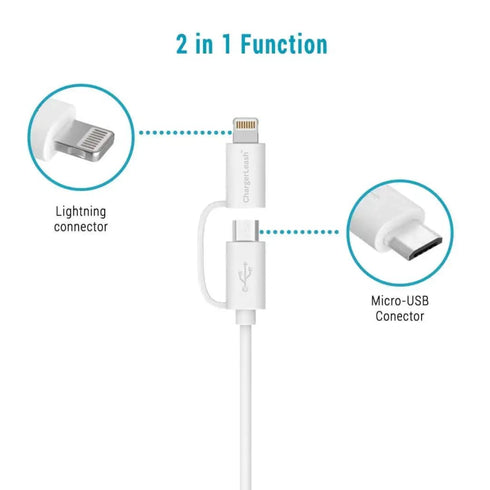 2-in-1 Micro USB and Lightning Cable for IPAD, iPhone, Android, and Tablet. 4FT iPhone and Android Charging Cable with Alarm That Makes a Sound Wh...