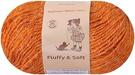 3-Pack Fluffy Wool Blend by Yonkey Monkey. Knitting Crochet DIY Art Crafts (Tan Orange 033)......