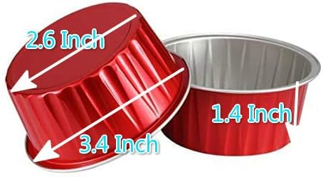 KEISEN 5oz 3 2/5" Set of 24 Disposable Aluminum Foil Cups 125ml for Muffin Cupcake Baking Bake Utility Ramekin Cup (red)...