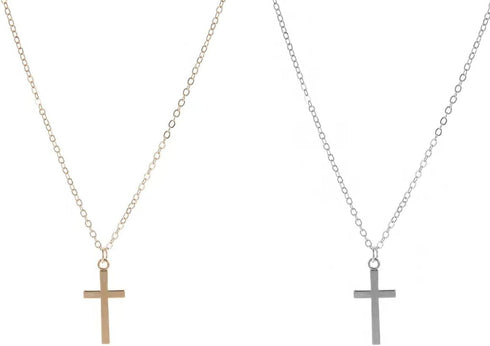 2pcs Cross Necklace For Women Men?Stainless Steel Gold Silver Faith Dainty Fashion Elegant Cute Simple Small Cross Necklace For Women Jewelry (gol...