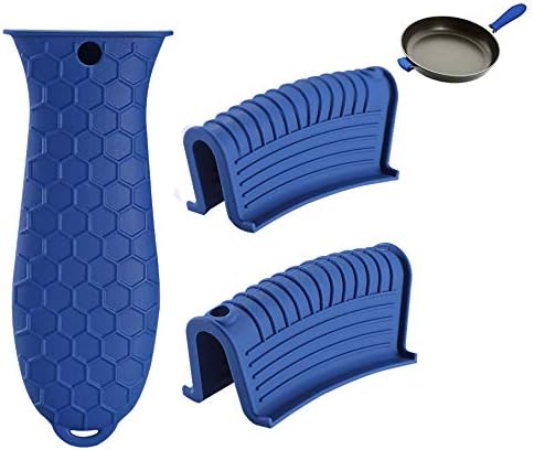 Silicone Hot Pan Handle Holder, 3Pcs Heat Resistant Non Slip Rubber Pot Handle Covers for Cast Iron Skillet Griddles Metal Frying Pans Kitchen Coo...