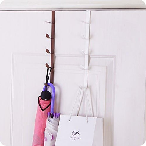 Sadiyamo 5 Layers Over The Door Hook Organizer Rack Hanger Backpack Handbag Door Hook, Pack of 2 (Brown)...