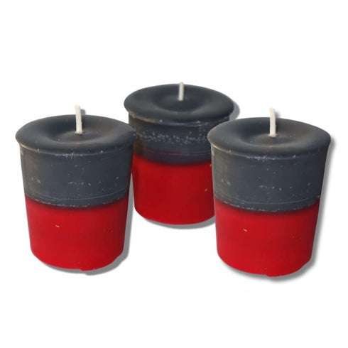 PROTECTION BLEND Palo Santo Sandalwood Scent Red Black Votive Candle for Protection, Banishing Negative Energy, Mini Spell Candles, Strong Scented...