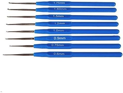 8pcs/Set Blue Plastic Meal Crochet Hook Knit Knitting Needle Weave Craft Tip Yarn Sewing Tools 0.6-1.75mm FBA......