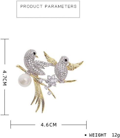 Rhinestone Birds Brooch Pin for Women Men Fashion Crystal Animal Brooches Lapel Pins Elegant Dress Accessories Jewelry Gift Box Boutonniere Corsag...