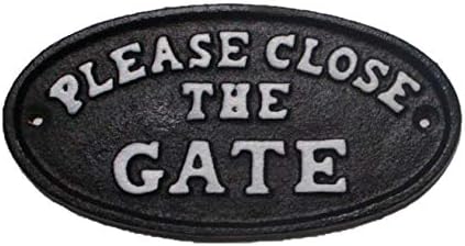 Cast Iron Please Close The Gate Sign Plaque Garden Decor...