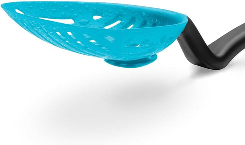 Dreamfarm Big Lestrain 13" 2-In-1 Drip-Catching, Sit-Up Food Slotted Spoon, Scoop, & Strainer that Keeps Bench Tops Mess-Free - Dreamfarm Blue...
