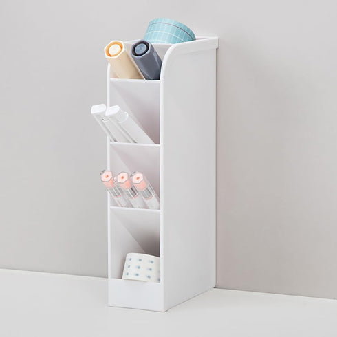 Desk Organizer, Pencil Holder with 4 Compartments Pen Organizer for Home School Office Desk Supplies Accessories 1pc (White)...