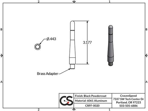 CravenSpeed Stubby Antenna Compatible with Jeep Wrangler (JK/JL) and Gladiator (JT) 2007-2026 | 3.2 inches | Short Antenna Replacement | Made in T...