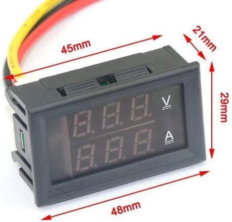 HiLetgo 2pcs 0.28" Digital Voltmeter Ammeter DC 100V 10A Amp Voltage Current Meter Tester 0.28 Inch 3 Bits Blue + Red Dual LED Display Panel with ...