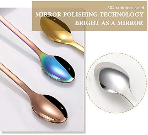 6-Pack Coffee Spoons Rainbow Colorful Teaspoon Dessert Espresso Stainless Steel Stirring Spoon...