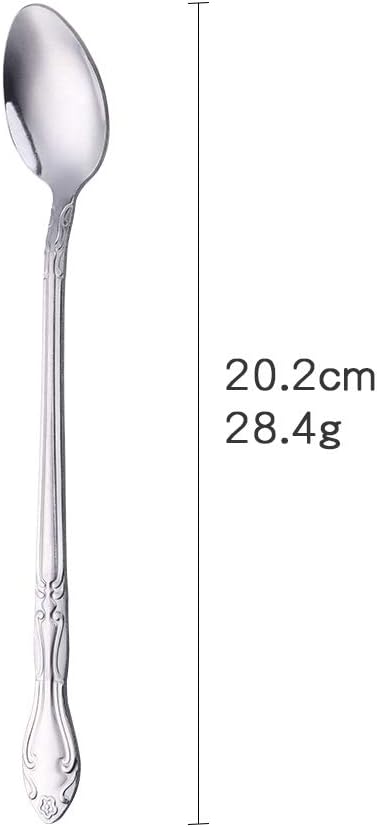 Long Iced Teaspoon 8-Inch Cold Drink Stirring Spoon, BYEGOU 12 PCS Stainless Steel Mixing Spoons Silverware Flatware Set...