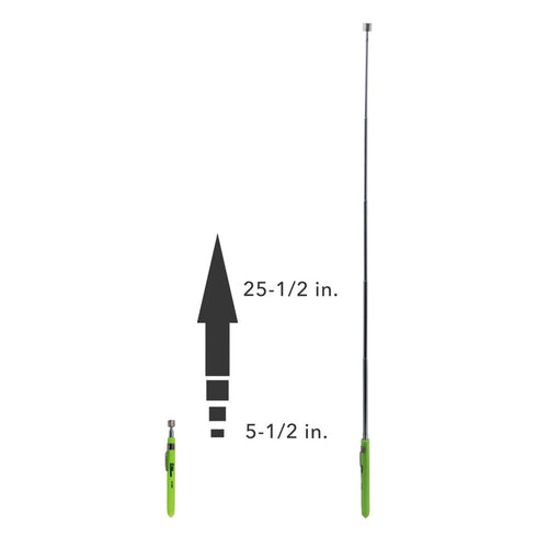 Ullman Devices Devices HT-5GR Pocket Magnetic Pick-Up Tool with Power Cap, Lifts 2-1/2 lb, 5-1/2" to 25-1/2" Length, Neon Green...