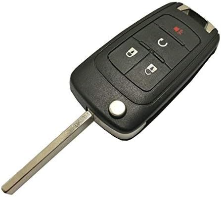 Key Fob Case Shell Fit for GMC Chevrolet Chevy Equinox Sonic Trax Terrain 4 Buttons Replacement Flip Folding Smart Car Key Fob Cover with Uncut Bl...