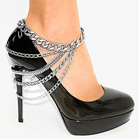 COLORFUL BLING Punk Layered Anklets Gold Tassel Ankle Chain High heels Chain Bar NightClub Party Foot Chains Jewelry for Women and Girls(Pack of 1...