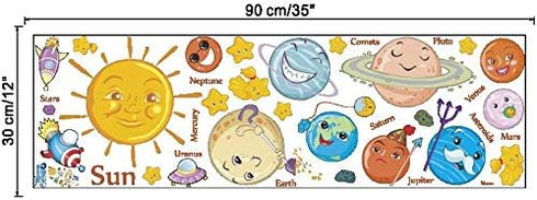 Amaonm Kids Room Wall Art Decor Decals Cartoon Removable Universe, Space, Planet, Solar System, Galaxy DIY Home Wall Stickers Decals Murals for Be...