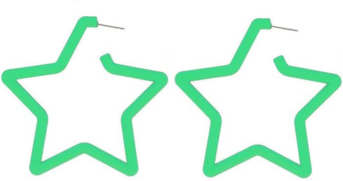 4 Pairs Candy Color Circle Round Hoop Earrings for Women Big Retro Star Heart Neon Earrings Stud Dangle Bright Fluorescence Exaggerated Statement ...
