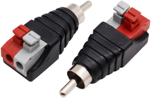 Hakiang 2-Pack Speaker Phono RCA Male to 2 Screw Terminal Female Strip Audio Video Spring Press Type Balum Connector Adapter (RCA M/AV F)...