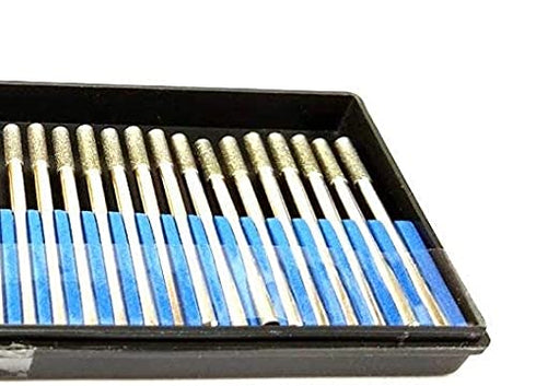 3mm Diamond Drill Bit Jewelry Beach Sea Glass Shells Gemstones 1/8 inch Tip Bur Shank Dremel Compatible Burr Lapidary 30 Pieces Case Set...