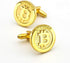 Men's Bitcoin Cuff Links Quality Brass Material Golden Color Coin Design Cufflinks with Gift Box...