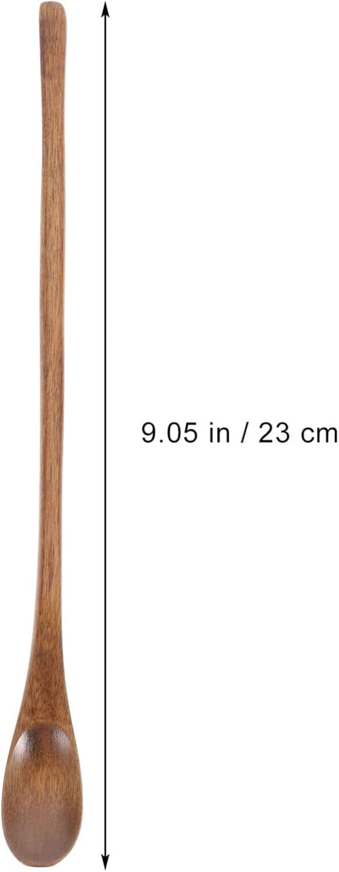Operitacx 4 Pcs Wooden Spoons, Long Handle Wooden Mixing Spoons Bulk, Long Spoon Tea Spoons For Honey Spoon Mixing Stirring Eating Cooking...