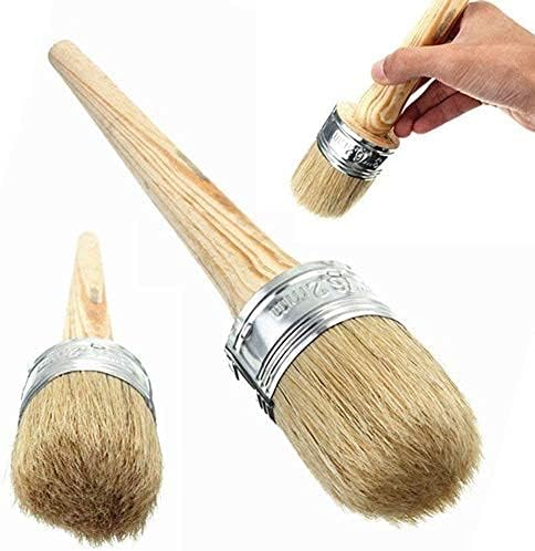 Professional Chalk and Wax Paint Brush, Round Paint Brush/DIY Painting and Waxing Tool for Folk Art, Home Décor, Wood Projects, Furniture, Stencil...
