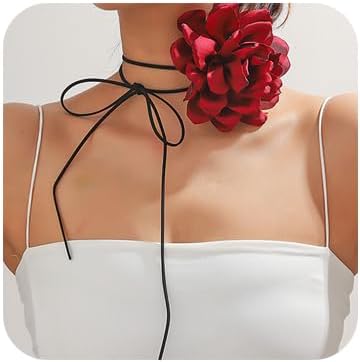 Denifery Flower Rose Choker Necklace Big Floral choker Necklace Flower Long Velvet Choker for Women Bride Wedding Party Summer Necklaces...