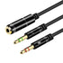 Headphone Splitter Cable for Computer, 3.5mm Female to 2 Dual Male Headphone Microphone Y Splitter Cable 0.3M 1FT (Black)......